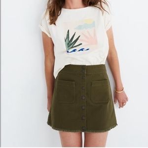 Maxwell Army Green Button Canvas Skirt